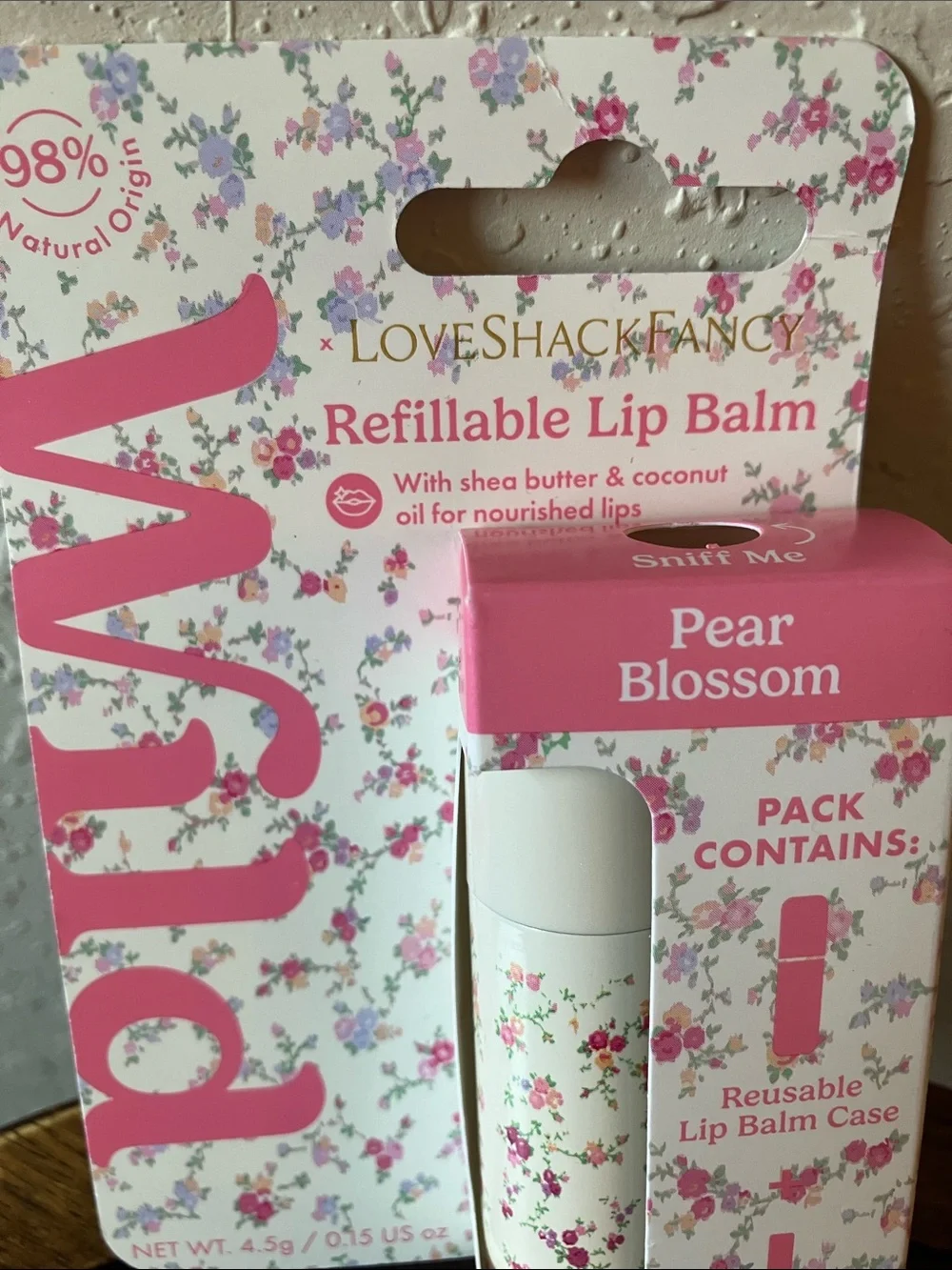 LoveShackFancy x Wild: Pear Blossom Lip Balm Case — White with Pink Floral